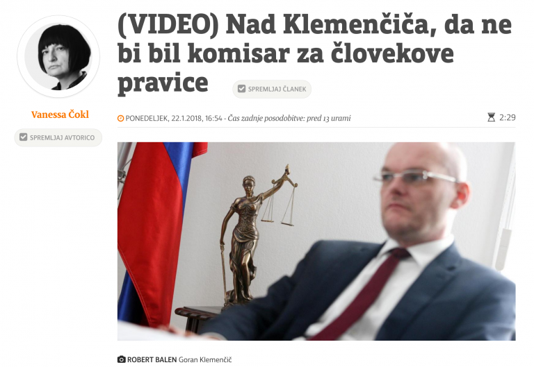 Režimski Večer stopi v bran Goranu Klemenčiču